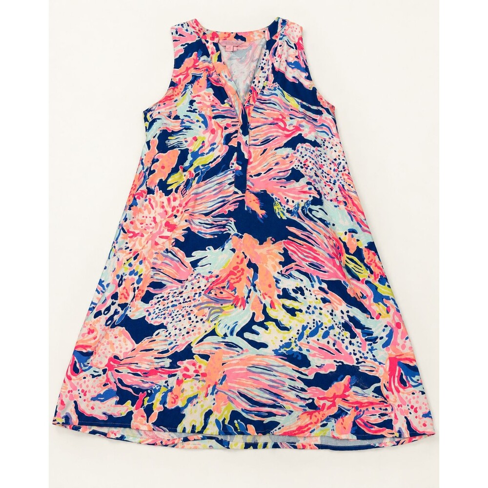 Lilly Pulitzer Dress S Multicolor Floral Sleeveless V Neck 100% Rayon
